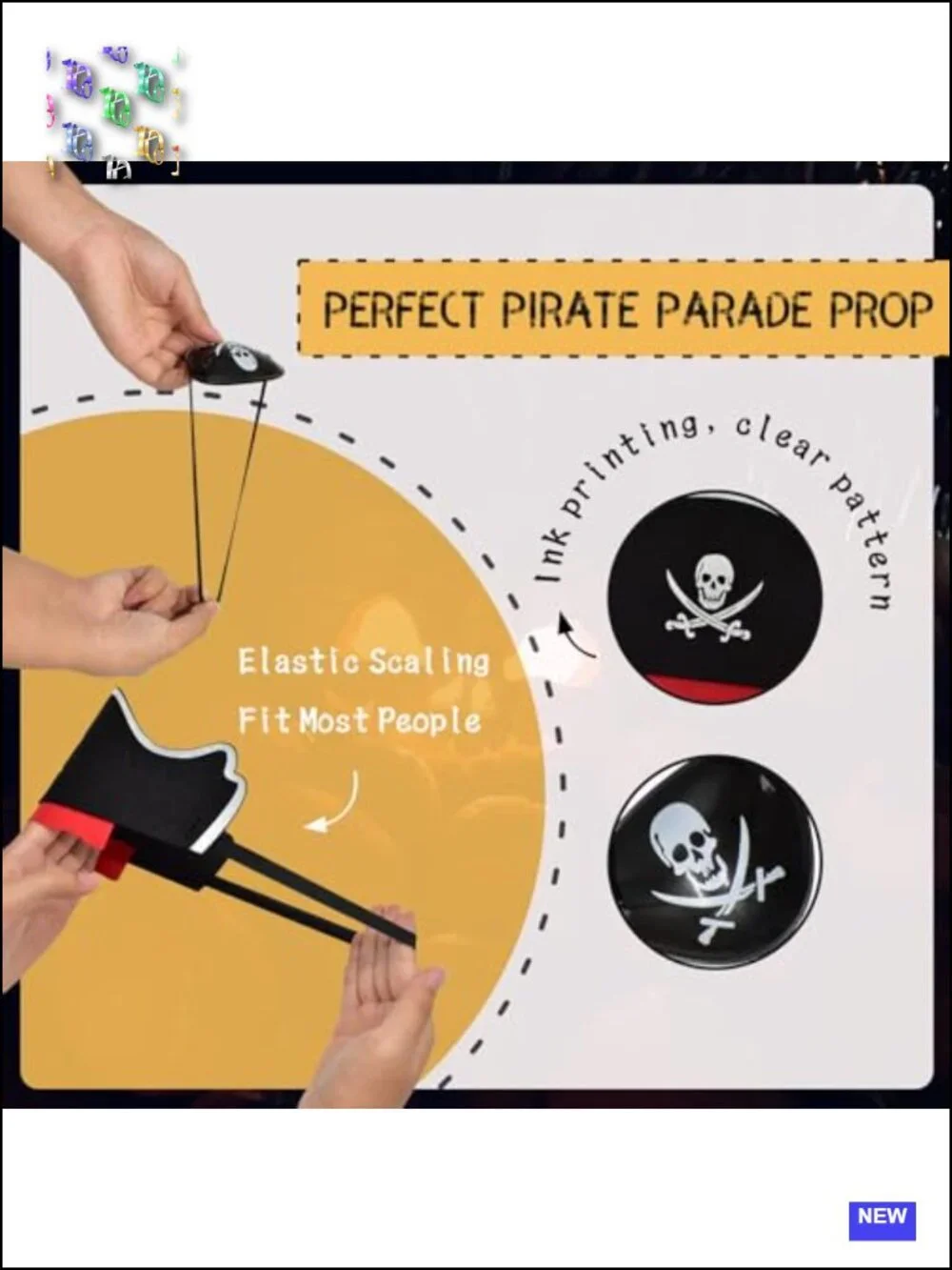 Pirate Hats with Eye Patches, Kids Party Costume Accessories, Set of 36,